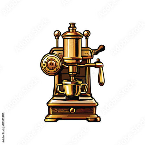 Close-up of a vintage Italian lever espresso machine, showcasing its brass details and intricate mechanism.  Note the visible portafilter.