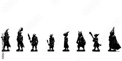 The assembly of a fantasy figurine created through precise 3D printing techniques, Vector Graphic