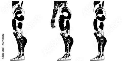 Humanoid robot legs assembled for mobility and enhanced movement, Vector Graphic