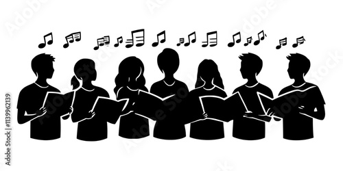 Vocalists warming up their voices in a shared practice room before the performance, Vector Graphic