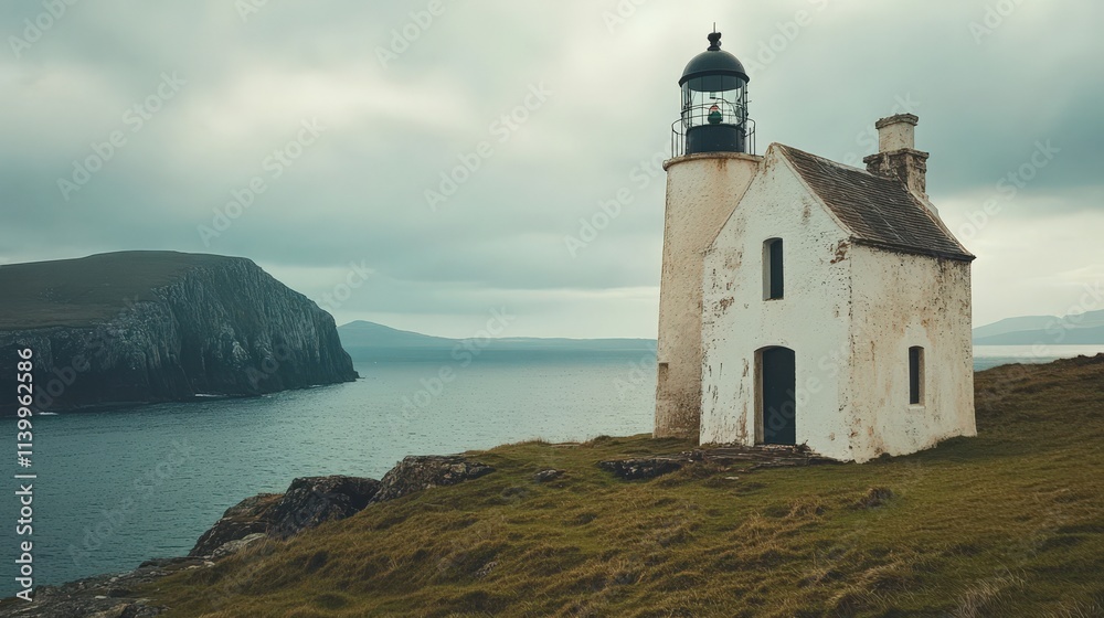 Coastal Lighthouse Stands Against Dramatic Ocean View Coastal Lighthouse Stands Against Dramatic Ocean View