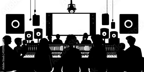 Choir recording a special album in a professional studio, Digital Art