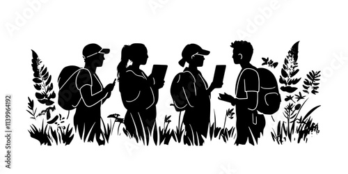 A group of eco-tourists visiting a nature reserve to learn about wildlife rehabilitation, Digital Art