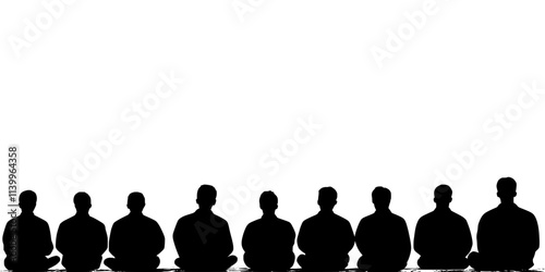 Group of pilgrims sitting together for a prayer session during a spiritual retreat, Digital Art