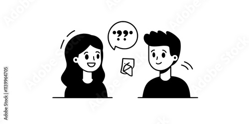 A language learner and a native speaker discussing vocabulary during an exchange, Digital Art