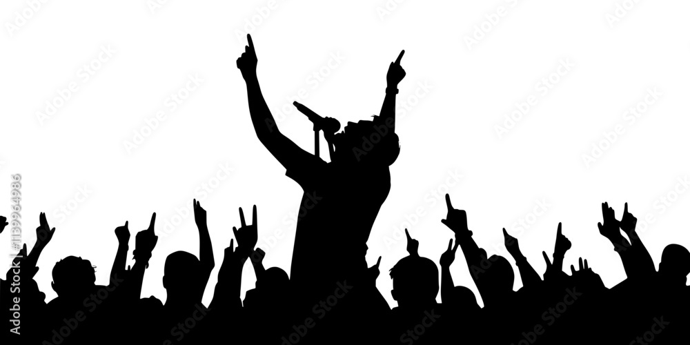 Performer delivering an energetic pop anthem in front of a cheering crowd, Digital Art Performer delivering an energetic pop anthem in front of a cheering crowd, Digital Art