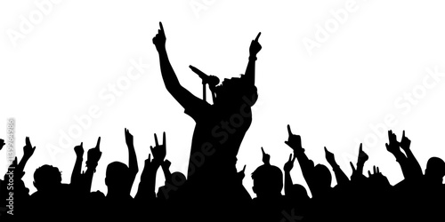 Performer delivering an energetic pop anthem in front of a cheering crowd, Digital Art