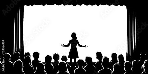 Performer showcasing a puppet show for children in a community center, Digital Art