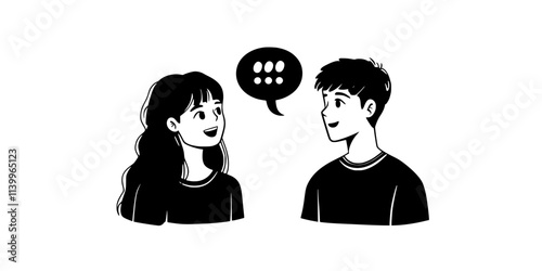 A person asking questions while exchanging languages with a partner, Digital Art