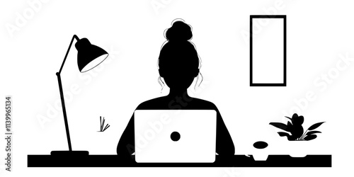 A person attending an online language class using their laptop, Digital Art