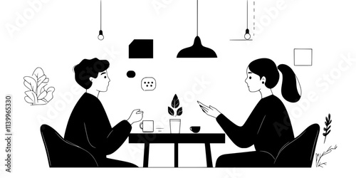 A person engaging in a dialogue with a language instructor during practice, Digital Art