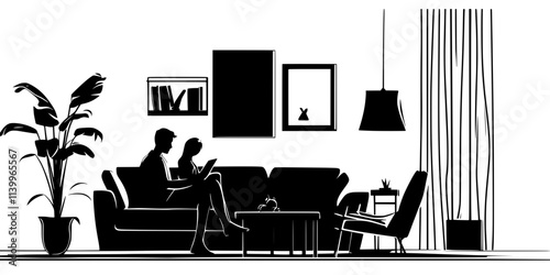 Person learning language from a host family member during a homestay, one-on-one conversation, Digital Art