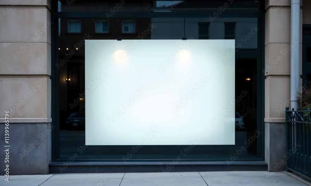 Empty storefront with large window display on a city street. Empty storefront with large window display on a city street.