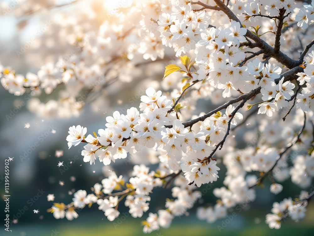 Cherry Blossoms in Full Bloom, Springtime Floral Scene, Nature's Beauty, Blooming White Flowers, Tranquil Garden, Sakura Branches, Seasonal Blossoms, Serene Outdoor Setting Cherry Blossoms in Full Bloom, Springtime Floral Scene, Nature's Beauty, Blooming White Flowers, Tranquil Garden, Sakura Branches, Seasonal Blossoms, Serene Outdoor Setting