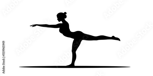 A person performing standing bow pose, balancing on one leg in a heated environment, Digital Art