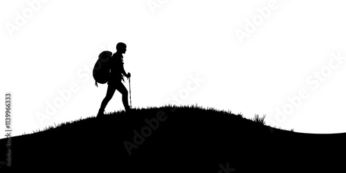 A person trekking across open plains as part of a multi-day hike, Digital Art