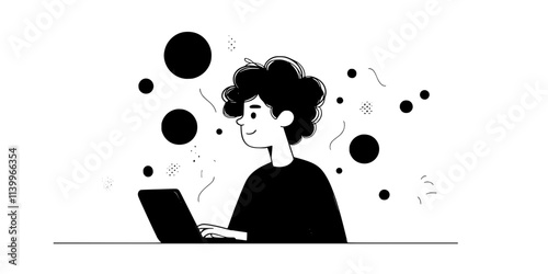 A person typing notes while participating in a language exchange session, Digital Art