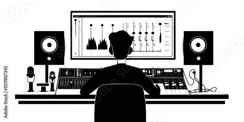 User working on compression settings to control vocal dynamics within a track, Digital Art