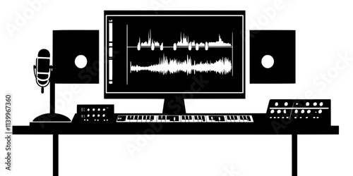 A vocal track being enhanced with effects for clarity in a professional studio, Digital Art