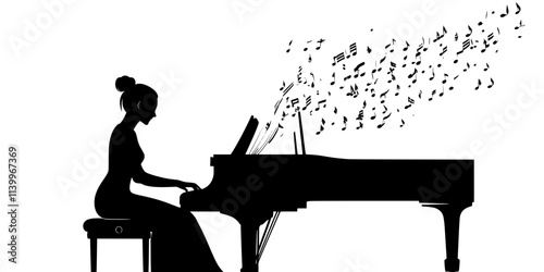 A vocal teacher using a piano to assist students with pitch during practice, Digital Art