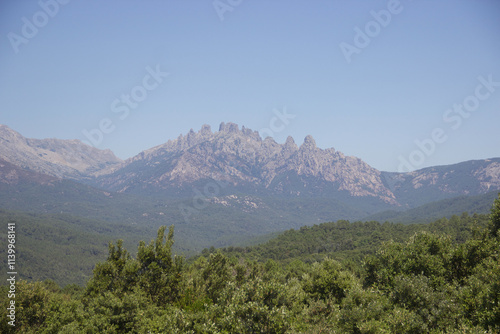 view over the mountain range the needles of corsica