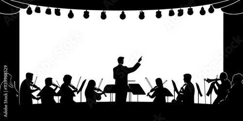 Conductor leading musicians during a recording session in a studio, Digital Art