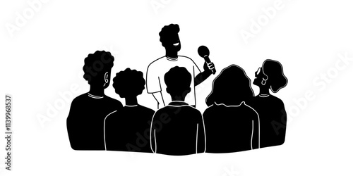 Comedians engaging with the audience during an improv night at a comedy club, Digital Art