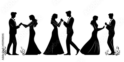 Couples enjoying a romantic evening while dancing together in a ballroom, Digital Art