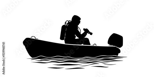 Diver performing pre-dive safety checks on a boat before entering the water, Digital Art