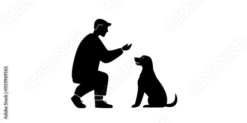 Individual holding a treat while guiding a dog into a proper sitting position, Digital Art