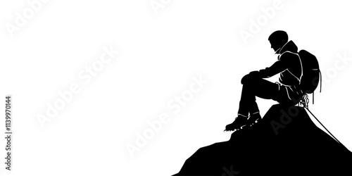 Mountaineer reviewing safety protocols before attempting a summit climb in cold conditions, Digital Art