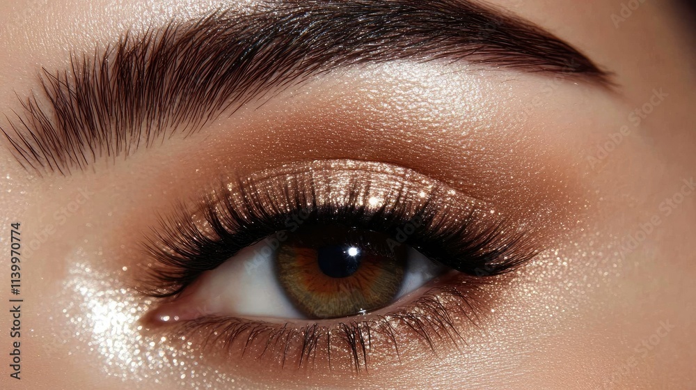 Eye with dramatic volume lashes, surrounded by soft, glowing skin, creating a luxurious and elegant vibe. Eye with dramatic volume lashes, surrounded by soft, glowing skin, creating a luxurious and elegant vibe.