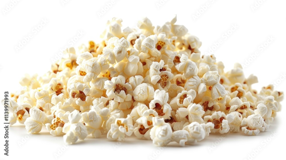 Pile of freshly popped popcorn ready for snacking during movie night Pile of freshly popped popcorn ready for snacking during movie night