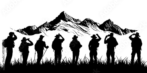 Tourists observing conservation efforts during a guided national park tour, Digital Art