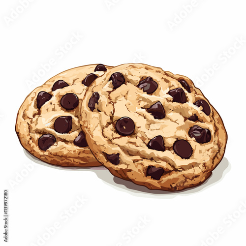 Cookies with chocolate chips cookie vector set isolated on a white background