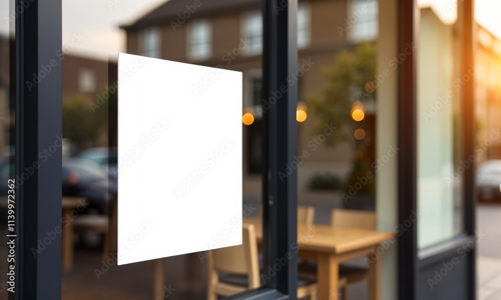 Blank poster billboard template. Blank Sign Label and Placard attached to the window glass. mockup billboards and various promotions for stores and restaurants. Blank poster billboard template. Blank Sign Label and Placard attached to the window glass. mockup billboards and various promotions for stores and restaurants.