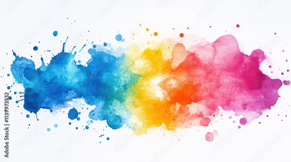 Vibrant Rainbow Watercolor Abstract Art Splashes Vibrant Rainbow Watercolor Abstract Art Splashes