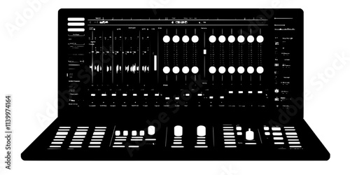 A foley track displayed in a digital audio workstation, ready for mixing with video, Vectorized Art