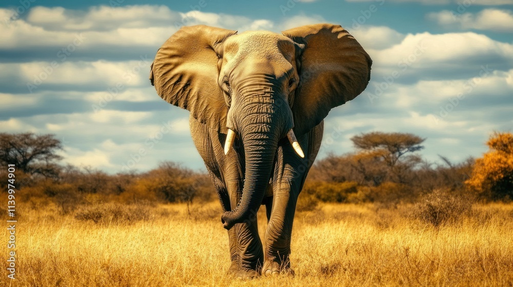 Fototapeta premium Majestic African Elephant in the Savanna