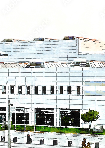 watercolor Antalya Airport Building Exterior illustration photo