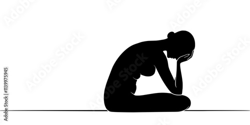 Person holding deep seated forward fold, resting head on support, Vectorized Art