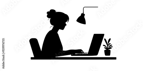 A person typing notes while participating in a language exchange session, Vectorized Art
