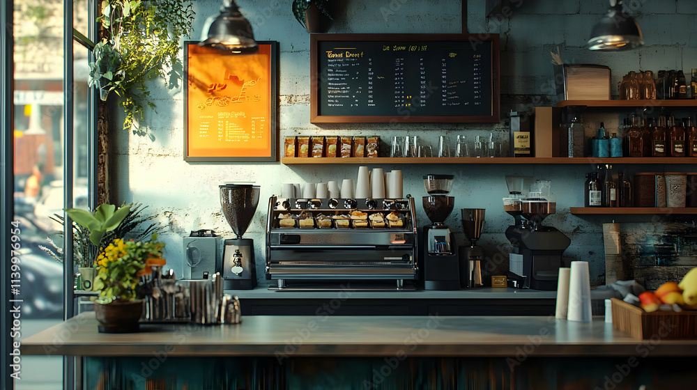Coffee Shop 3D Illustration: Rustic Cafe Interior