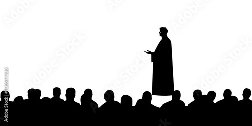 A singer dressed in costume performing a famous opera scene before an audience, Vectorized Art