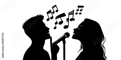 A vocal coach providing feedback to a student during a private singing lesson, Vectorized Art