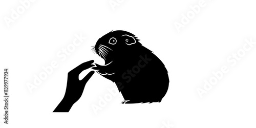Individual trimming a guinea pig's nails using proper tools for safe grooming habits, Vectorized Art