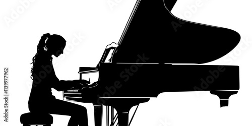 Instructor demonstrating piano techniques during a private lesson, Vectorized Art
