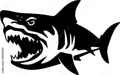 Shark - Black and White Isolated Icon - Vector illustration