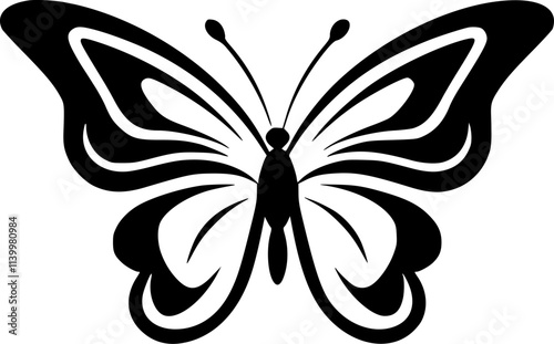 Butterfly | Black and White Vector illustration