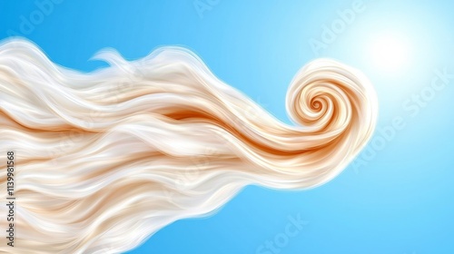 Abstract Blonde Hair Swirl Spiral Flowing Sky Background